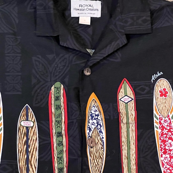 ROYAL HAWAIIAN CREATIONS button down short sleeve shirt small surfboard turtles - Picture 4 of 7